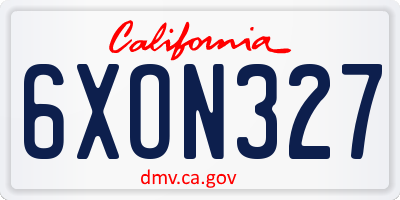 CA license plate 6XON327