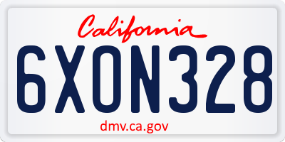 CA license plate 6XON328