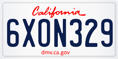 CA license plate 6XON329