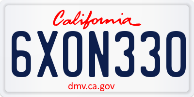 CA license plate 6XON330