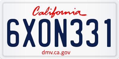 CA license plate 6XON331