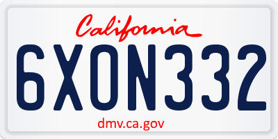 CA license plate 6XON332
