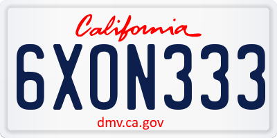 CA license plate 6XON333