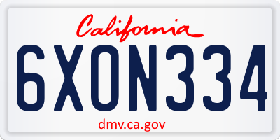 CA license plate 6XON334