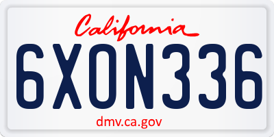 CA license plate 6XON336