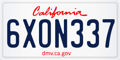 CA license plate 6XON337