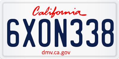 CA license plate 6XON338