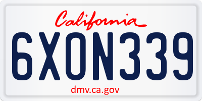 CA license plate 6XON339
