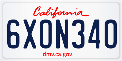 CA license plate 6XON340