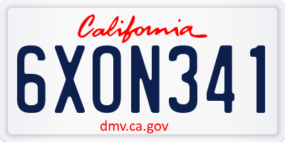 CA license plate 6XON341