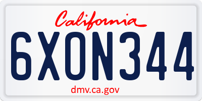 CA license plate 6XON344