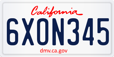 CA license plate 6XON345