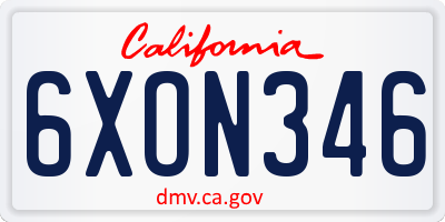 CA license plate 6XON346