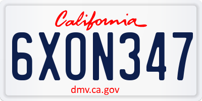CA license plate 6XON347