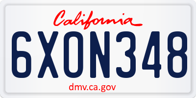 CA license plate 6XON348