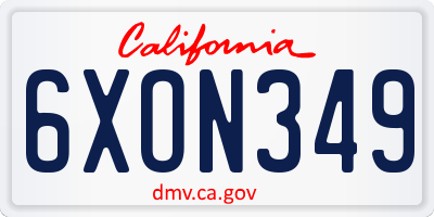 CA license plate 6XON349