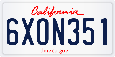 CA license plate 6XON351