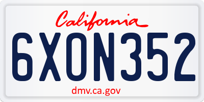CA license plate 6XON352