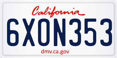 CA license plate 6XON353