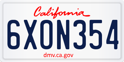 CA license plate 6XON354