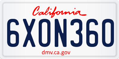 CA license plate 6XON360