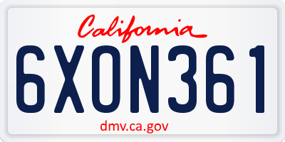 CA license plate 6XON361