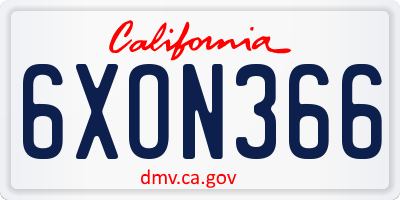 CA license plate 6XON366