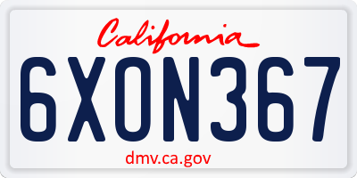CA license plate 6XON367