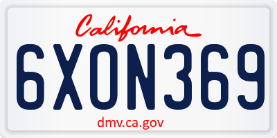 CA license plate 6XON369