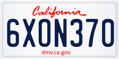 CA license plate 6XON370