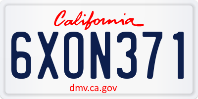 CA license plate 6XON371
