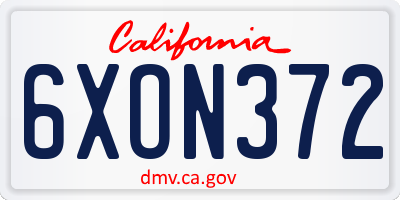 CA license plate 6XON372