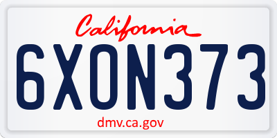 CA license plate 6XON373