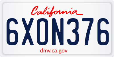CA license plate 6XON376