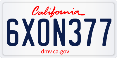 CA license plate 6XON377