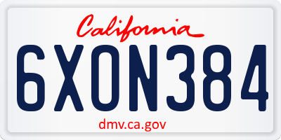 CA license plate 6XON384
