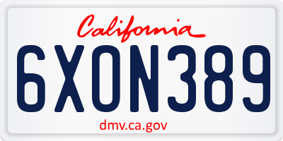 CA license plate 6XON389