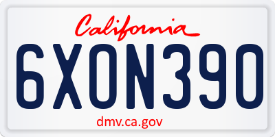 CA license plate 6XON390