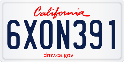 CA license plate 6XON391