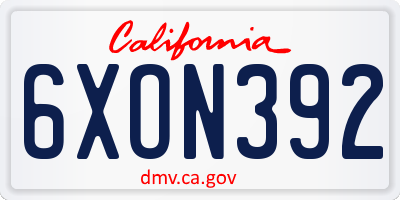 CA license plate 6XON392