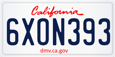 CA license plate 6XON393