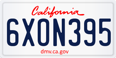 CA license plate 6XON395