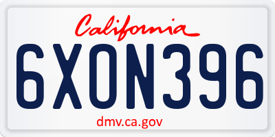 CA license plate 6XON396
