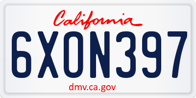 CA license plate 6XON397
