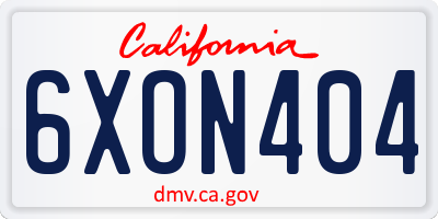 CA license plate 6XON404