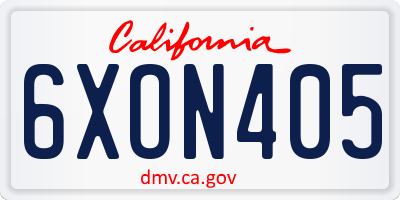 CA license plate 6XON405
