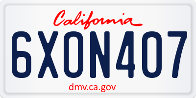CA license plate 6XON407
