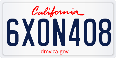 CA license plate 6XON408