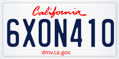 CA license plate 6XON410