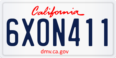 CA license plate 6XON411